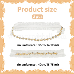 2Pcs Flower Pattern Polyester Lace Elastic Bridal Garters&nbsp;AJEW-WH0007-28