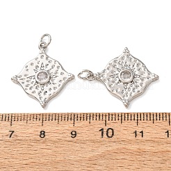 Brass Pave Clear Cubic Zirconia Pendants&nbsp;CU-CBA2907-11P