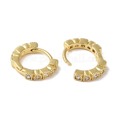 Rack Plating Brass Micro Pave Clear Cubic Zirconia Huggie Hoop Earrings for Women&nbsp;EJEW-C097-13G-09