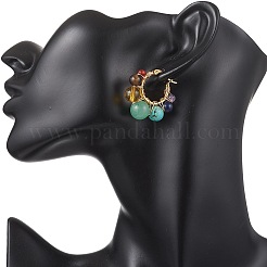 Mixed Stone Round Hoop Earrings&nbsp;EJEW-TA00783