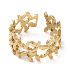 6Pcs 6 Style Butterfly & Horse Eye & Multi Lines 304 Stainless Steel Open Cuff Rings Set&nbsp;RJEW-P092-02G-M