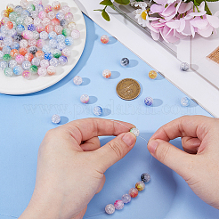 160Pcs 10 Colors Duotone Spray Painted Crackle Acrylic Beads&nbsp;OACR-DC0001-43