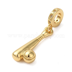 Rack Plating Brass Micro Pave Clear Cubic Zirconia European Dangle Charms&nbsp;LS-KK-P279-16G