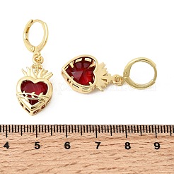 Heart Brass Glass Hoop Earrings&nbsp;EJEW-P333-09F-G