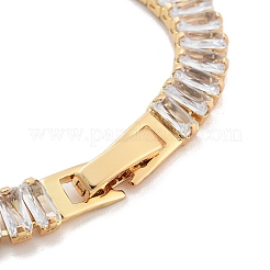 Brass Pave Clear Cubic Zirconia Rectangle Link Bracelets&nbsp;BJEW-YWC0002-11B-G