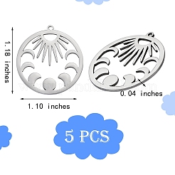 5Pcs 201 Stainless Steel Pendants&nbsp;STAS-SZ0002-07P