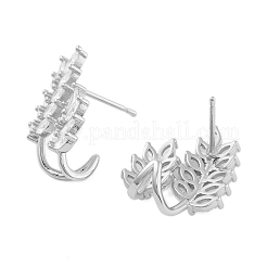 Rack Plating Leaf Brass Stud Earrings&nbsp;EJEW-N055-30P-RS