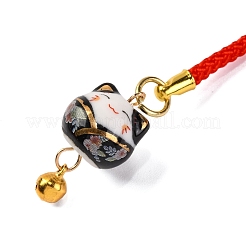 Porcelain Fortune Cat Pendant Decoration&nbsp;HJEW-G027-01