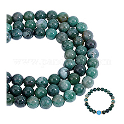 3Strands Natural Moss Agate Beads Strands&nbsp;G-PH0002-93