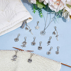 40Pcs 10 Styles Flower Alloy Pendant Decoration&nbsp;HJEW-GO00242