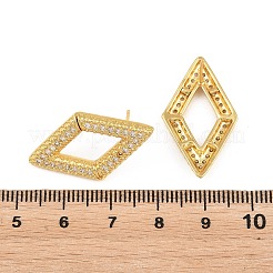 Brass Micro Pave Cubic Zirconia Stud Earrings&nbsp;KK-Z166-05G