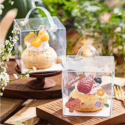 Foldable Transparent Plastic Single Cake Gift Packing Box&nbsp;CON-WH0084-42A
