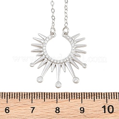 Brass Micro Pave Clear Cubic Zirconia Sun Pendant Necklaces&nbsp;KK-CBA4547-09P