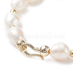 Natural Keshi Pearl Beaded Bracelet with Brass Clasp for Women&nbsp;BJEW-JB08867-01