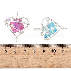 5Pcs 5 Colors Electroplated Natural Quartz Copper Wire Wrapped Pendants&nbsp;PALLOY-TA00429