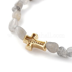 Nuggets Natural Labradorite Stretch Beaded Bracelets&nbsp;BJEW-JB05805-04