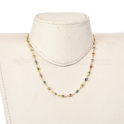 Brass Evil Eye Lampwork Link Chain Necklaces&nbsp;NJEW-JN02948