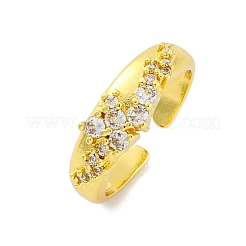 Brass Micro Pave Clear Cubic Zirconia Cuff Rings for Women&nbsp;RJEW-Q009-04G