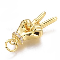 Brass Micro Pave Clear Cubic Zirconia ASL Pendants&nbsp;X-ZIRC-Z008-32G