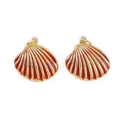 Brass Enamel Shell Shaped Pendants&nbsp;KK-I377-06G-A