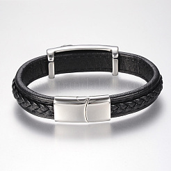 Men's Braided Leather Cord Bracelets&nbsp;BJEW-H559-06