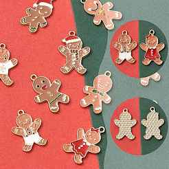 10Pcs 10 Styles Christmas Theme Alloy Enamel Pendants&nbsp;ENAM-FS0003-79