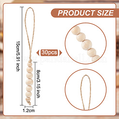 Wooden Round Beaded Pendant Decorations&nbsp;HJEW-AB00543