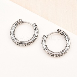 316 Surgical Stainless Textured Hoop Earrings&nbsp;EJEW-C160-10A-AS