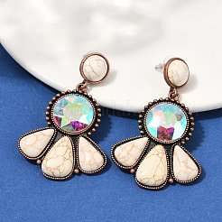 Alloy Synthetic Turquoise Dangle Stud Earrings&nbsp;LS-EJEW-U053-04A-R