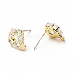 Brass Micro Pave Clear Cubic Zirconia Stud Earring Findings&nbsp;LS-ZIRC-K087-20G