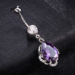 Brass Cubic Zirconia Navel Ring&nbsp;AJEW-EE0004-49C