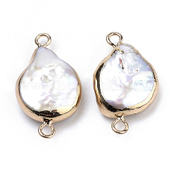 Plated Natural Baroque Pearl Keshi Pearl Links connectors&nbsp;X-PEAR-S012-01
