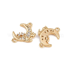 Brass Pave Clear Cubic Zirconia Connector Charms&nbsp;KK-C115-24G