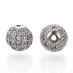 Rack Plating Brass Cubic Zirconia Beads&nbsp;ZIRC-S001-8mm-A02