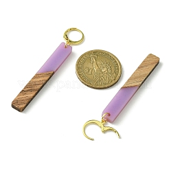 Two Tone Resin & Walnut Wood Rectangle Dangle Leverback Earrings&nbsp;EJEW-JE05503-04
