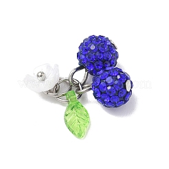 Handmade Polymer Clay Rhinestone Cherry Pendants&nbsp;PALLOY-JF03868-01