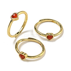 Heart Natural Mixed Stone Adjustable Rings&nbsp;RJEW-Q818-02G