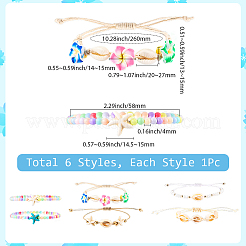 6Pcs 6 Style Adjustable Nylon Thread Braided Bead Bracelets&nbsp;BJEW-SC0001-48