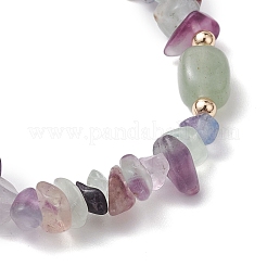 Natural Fluorite Chip & Cuboid Beaded Stretch Bracelets for Women&nbsp;BJEW-JB10808-05