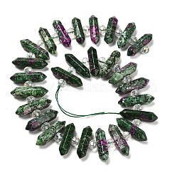 Natural Ruby in Zoisite Double Terminated Point Beads Strands&nbsp;G-H069-B08-01