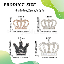 8Pcs 4 Style Crown Shape with Heart Hotfix Rhinestone&nbsp;DIY-FG0004-26
