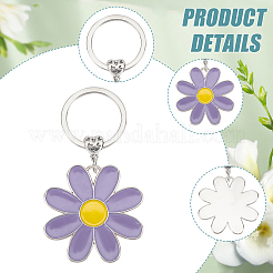 6Pcs 3 Colors Daisy Alloy Enamel Pendant Keychain&nbsp;KEYC-HY0001-18