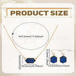Hexagon Alloy Resin Pendant Necklaces and Dangle Earrings Sets for Women&nbsp;SJEW-LP0001-52C
