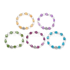 5Pcs 5 Colors Natural Dolomite & Glass Beads Stretch Bracelets for Men Women&nbsp;BJEW-JB12333