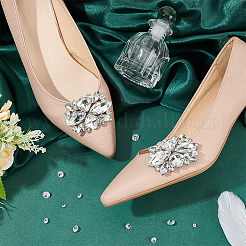 1 Pair Flower Alloy Glass Rhinestone Shoe Decorations&nbsp;FIND-FG0003-37