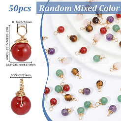 50Pcs 5 Styles Natural Tiger Eye & Carnelian & Amethyst & Rose Quartz & Green Aventurine Pendants&nbsp;PALLOY-BM00029