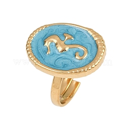 304 Stainless Steel Enamel Open Cuff Rings for Women&nbsp;RJEW-K301-06B-01