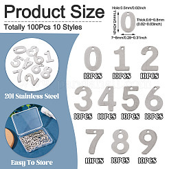 100Pcs 10 Styles 201 Stainless Steel Pendants&nbsp;STAS-TA0003-19