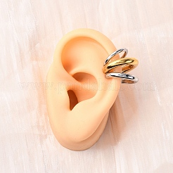 Triple C-Shaped 304 Stainless Steel Two Tone Cuff Earrings&nbsp;EJEW-A131-04A-GP