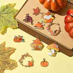 10Pcs 10 Styles Thanksgiving Day Theme Alloy Enamel Pendants&nbsp;ENAM-FS0003-78